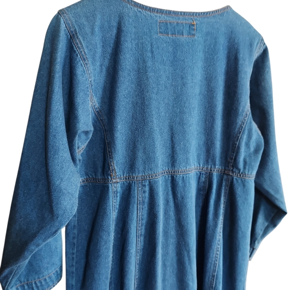Vintage 90's Wesayo Blues Denim Cotton Maxi Dress - Picture 5 of 6